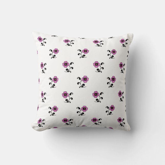 Coussin Motif de fleurs roses douces (Recto)