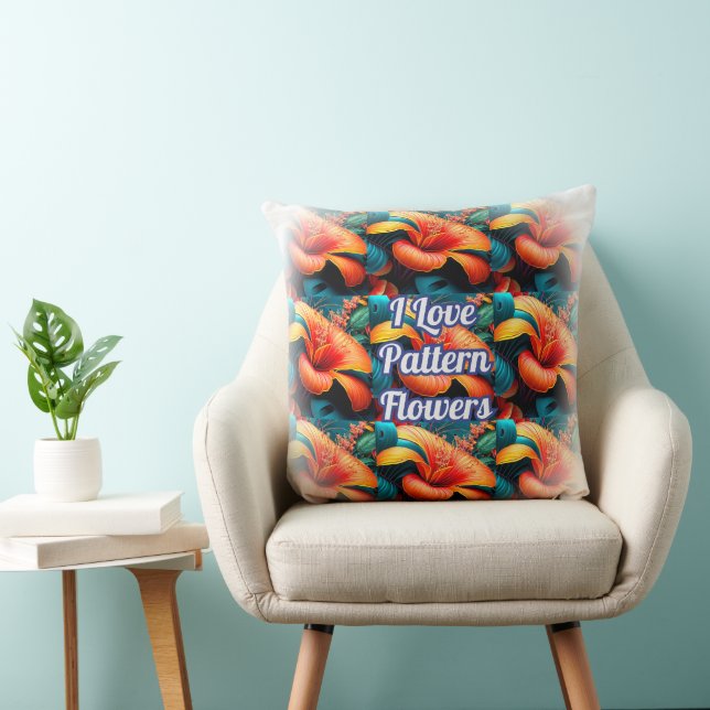 Coussin Motif de fleurs roses saumons (Chaise)