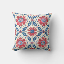 Motif de fleurs rouge et bleu