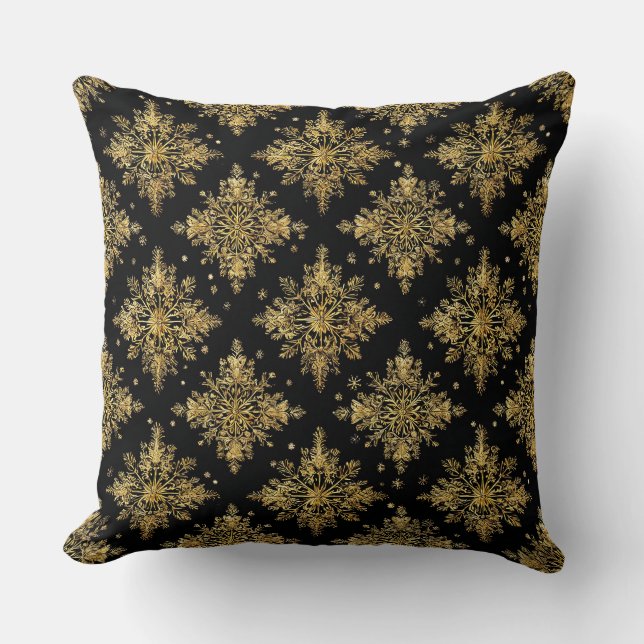 Coussin Motif de flocon de neige doré orné (Recto)