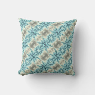 Coussin motif de flocon de neige géométrique bleu et gris 