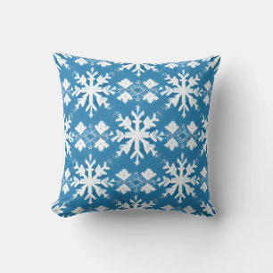 Coussin Motif de flocon de neige sur Arrière - plan bleu