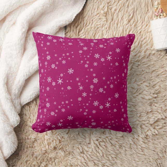 Coussin Motif de flocon de neige sur Noël violet (Couverture)