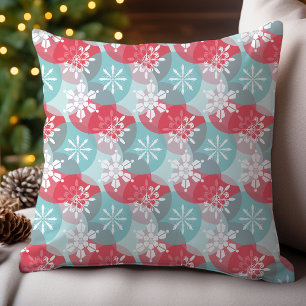 Coussin Motif de flocons de neige abstraits Noël festif