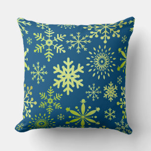 Coussin Motif de flocons de neige verts décoratifs