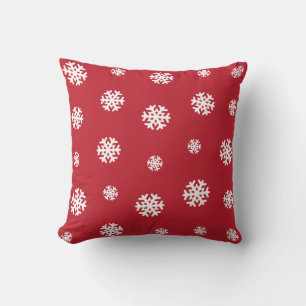 Coussin Motif de flocons rouges et blancs Noël
