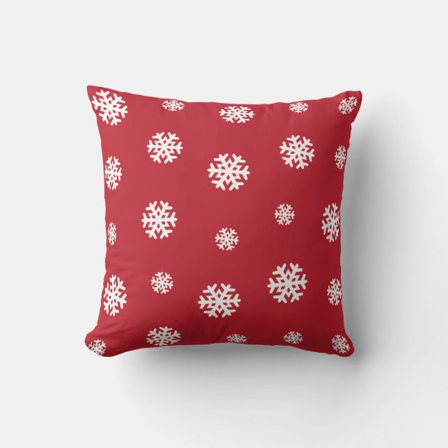 Coussin Motif de flocons rouges et blancs | Noël (Recto)