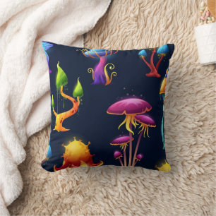 Coussin Motif de forêt de champignons de fantaisie – Magiq