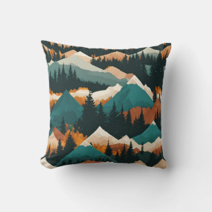 Coussin Motif de forêt de montagnes
