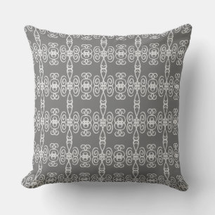Coussin Motif de forme géométrique en spirale gris argenté