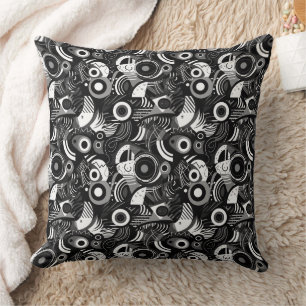 Coussin Motif de formes abstraites en noir et blanc