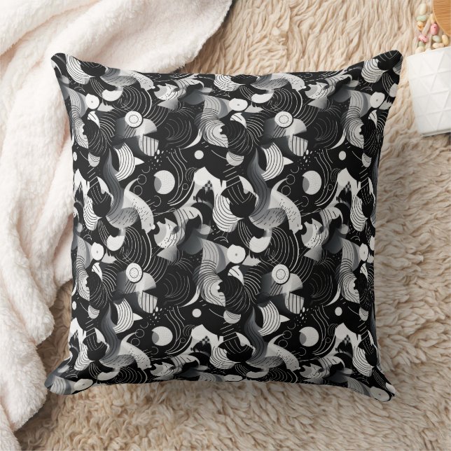 Coussin Motif de formes abstraites en noir et blanc (Couverture)
