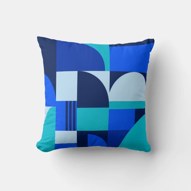 Coussin Motif de formes géométriques abstraites bleues mod (Recto)