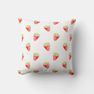 Coussin Motif de fraises d'aquarelle