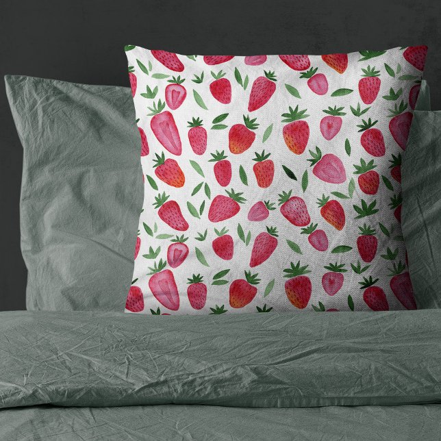 Coussin Motif de fraises d'aquarelle mignonne (Créateur téléchargé)