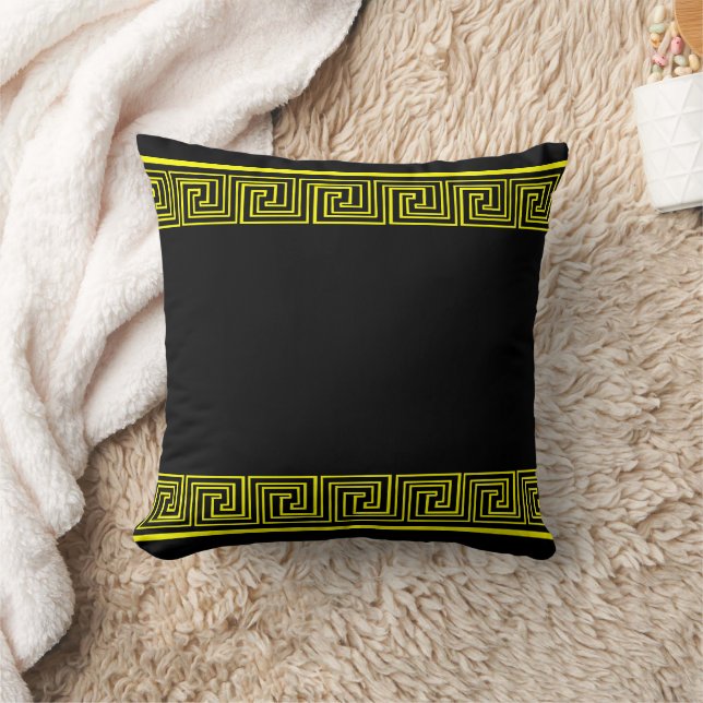 Coussin Motif de frise grecque jaune (Couverture)