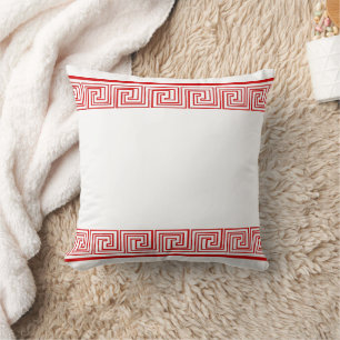 Coussin Motif de frise grecque rouge
