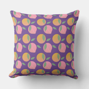Coussin Motif de fruit orange pêche mignon rose
