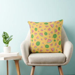 Coussin Motif de fruit pastèque amusant Décoration d'été