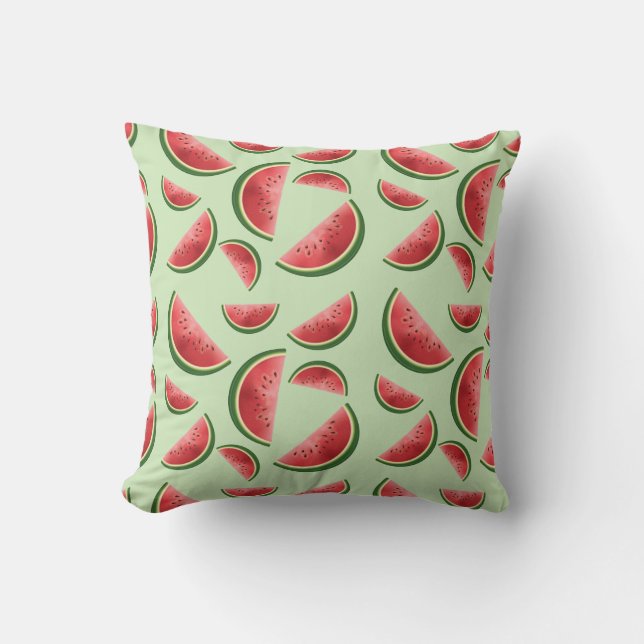 Coussin Motif de fruit pastèque sur vert (Recto)