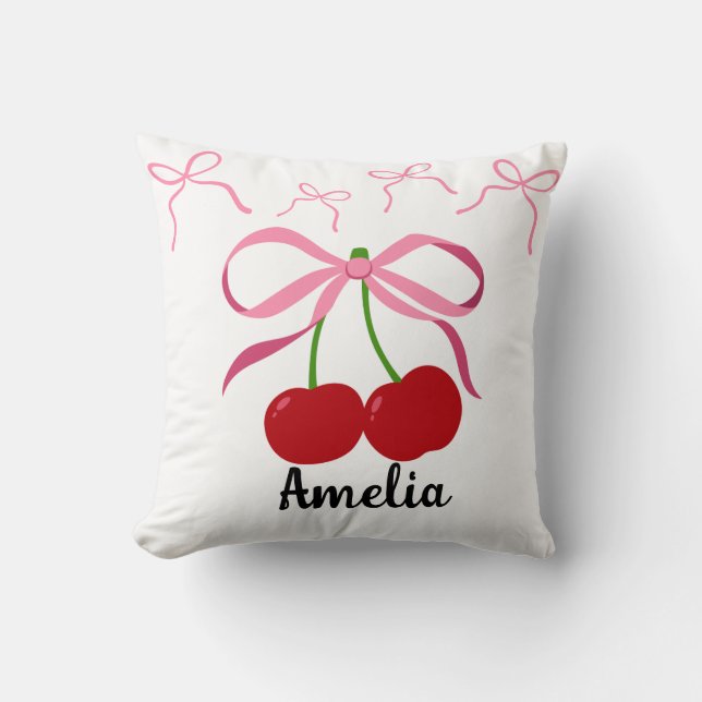 Coussin Motif de fruits Cerises Rouges  (Recto)