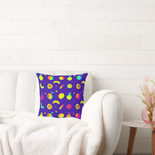 Coussin Motif de fruits de néon tropicaux colorés