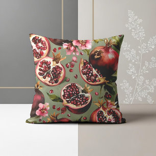 Coussin Motif de fruits et de fleurs de grenade luxuriants