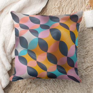 Coussin Motif de géométrie pétale 3D dynamique en couleurs