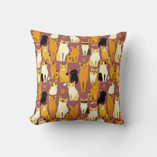 Coussin Motif de Ginger, Chats noirs et blancs