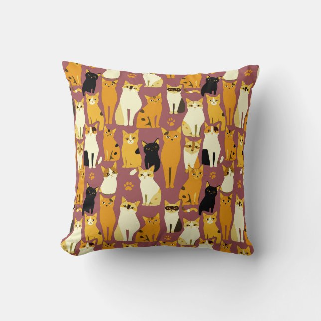 Coussin Motif de Ginger, Chats noirs et blancs (Recto)