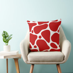 Coussin Motif de girafe abstraite rouge et blanche