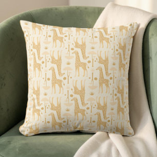 Coussin Motif de girafe de safari de savane jaune