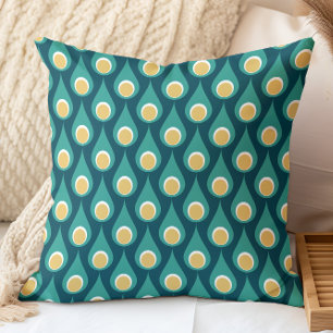 Coussin Motif de gouttes géométriques sarcelle jaune rétro