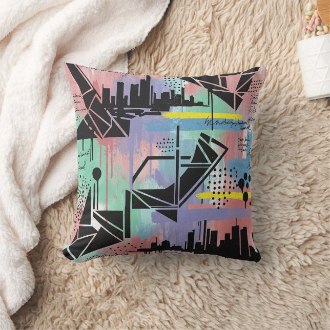Coussin Motif de graffiti urbain coloré (11) (Couverture)