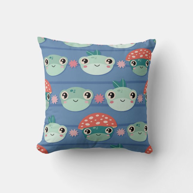Coussin Motif de grenouille et de champignons (Recto)
