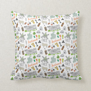 Coussin Motif de griffonnage de croquis de l'Irlande