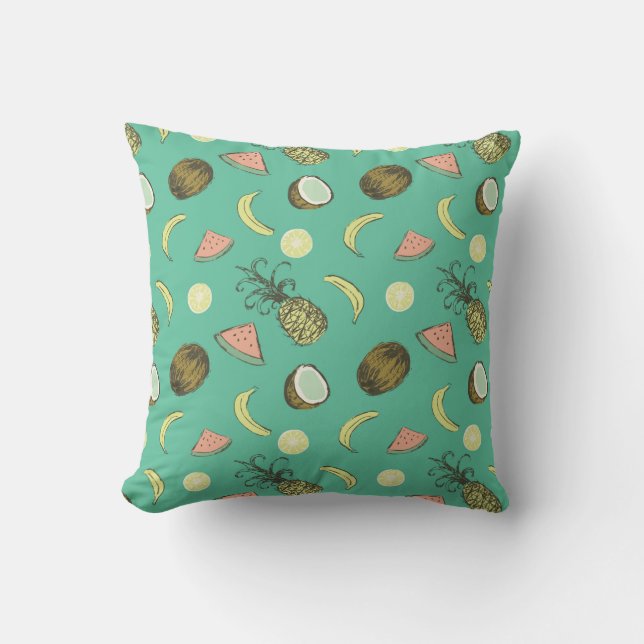 Coussin Motif de griffonnage de fruit tropical (Recto)