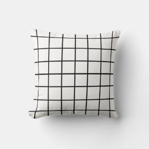 Coussin Motif de grille blanc noir