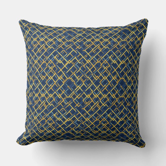 Coussin Motif de grille bleu et jaune (Recto)