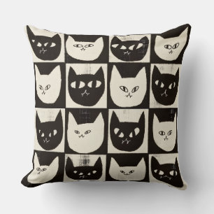 Coussin Motif de grille de chat rétro