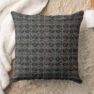 Coussin Motif de grille noir et blanc