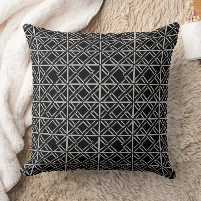 Coussin Motif de grille noir et blanc (Couverture)