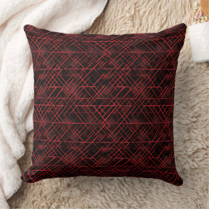 Coussin Motif de grille rouge et noir