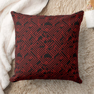 Coussin Motif de grille rouge et noir