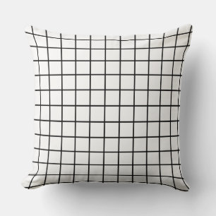 Coussin Motif de grille Windows noir et blanc