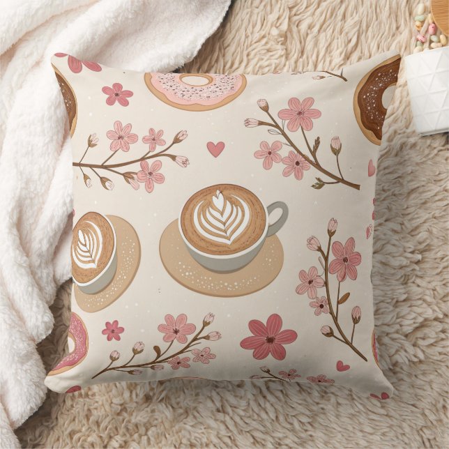 Coussin Motif de housse de café Fleur de Cerisier (3) (Couverture)