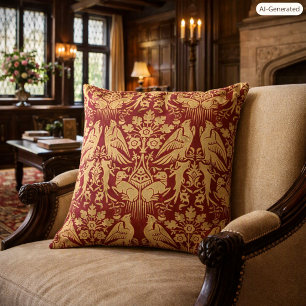 Coussin Motif de Impression Faucons et Chiens Médiévaux