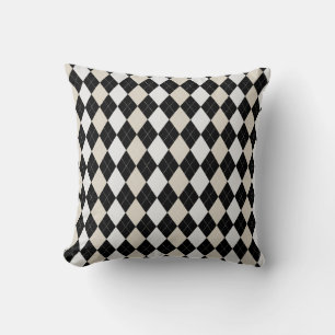 Coussin Motif de JACQUARD de diamants BROWN Black & BIRCH