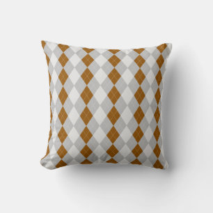 Coussin Motif de JACQUARD de diamants BROWN gris et MOCHA