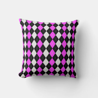 Coussin Motif de JACQUARD de diamants noirs et MAGENTA PIN